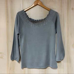 Banana Republic Blue Smock Neck Silk Sweater M